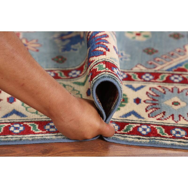 Light Blue Kazak Oriental Rug Hand-Knotted Living Room Wool Carpet - 4'10" x 6'7"