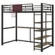 preview thumbnail 10 of 10, Industrial-Style Loft Bed with Basketball hoop, Twin Size Metal Loft Bed Frame with Built-in Desk and Shelf for Kids Boys Girls