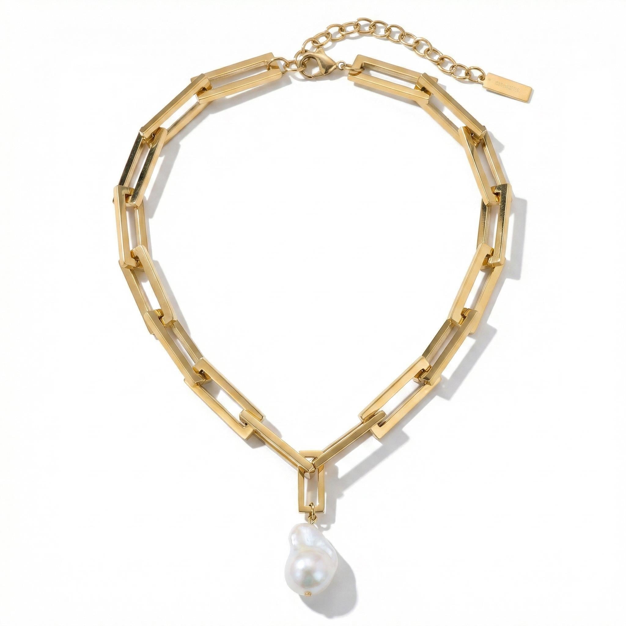 Bliss Diamond 17" Terry Chain Chunky Heavy Weight Baroque Freshwater Pearl 25mm Pearl Necklace