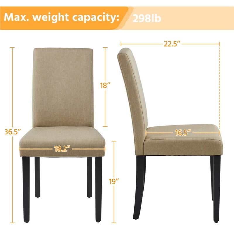 Yaheetech 4pcs Upholstered Fabric Dining Chairs with Solid Wood Legs For Dining Room - N/A