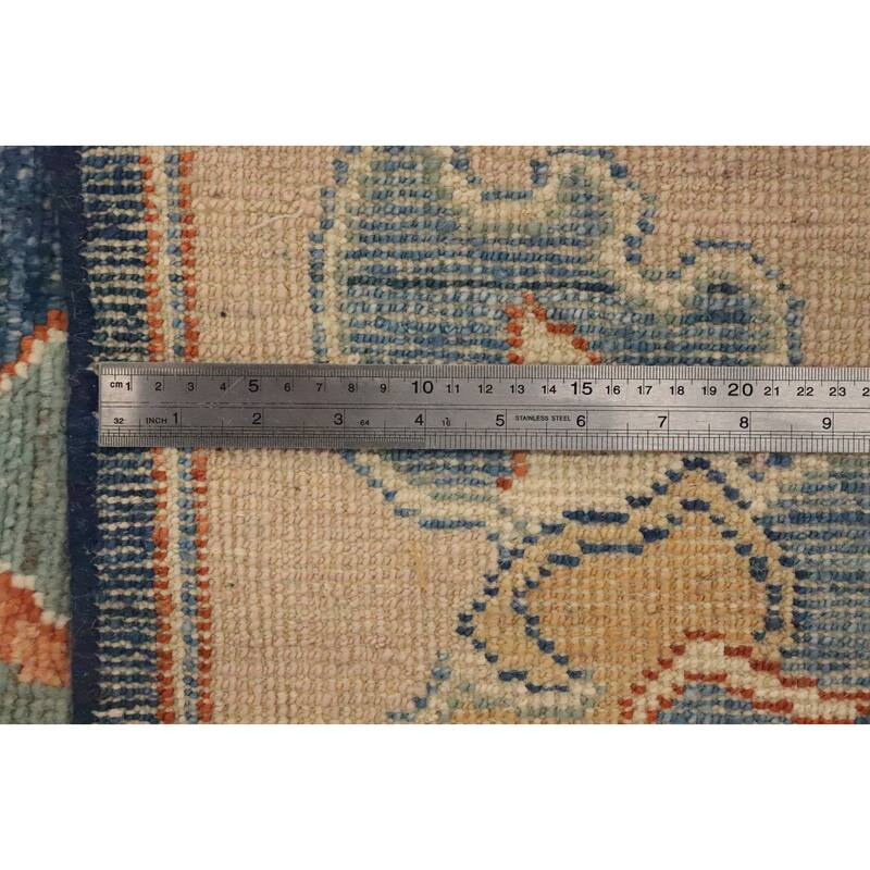 Hand Knotted Oriental 100% Wool Carpet Transitional Floral Navy Blue & Blues Oushak Area Rug - 11' 10'' X 9' 2''