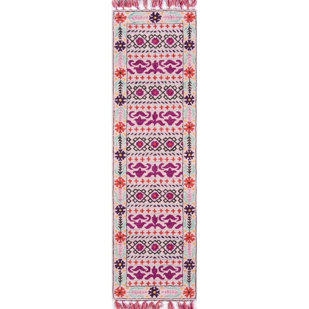 Momeni Tahoe Hand-tufted Pink Geometric/Floral Wool Area Rug