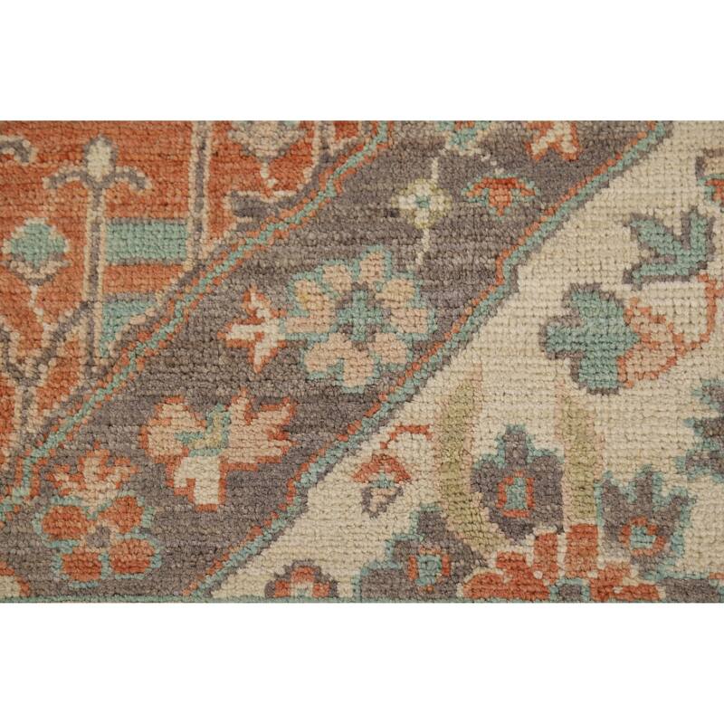 Hand Knotted Oriental 100% Wool Carpet Transitional Medallion Oranges & Rust Oushak Area Rug - 10' 1'' X 8' 5''