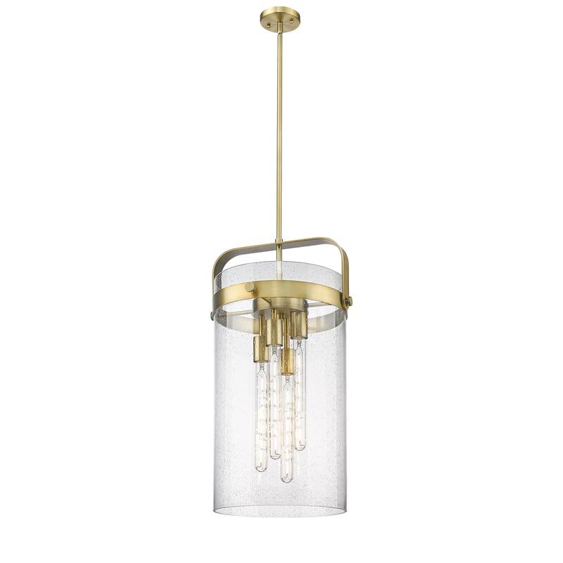 Innovations Lighting Pilaster - 4 Light 12" Stem Hung Pendant - Brushed Brass/Seedy