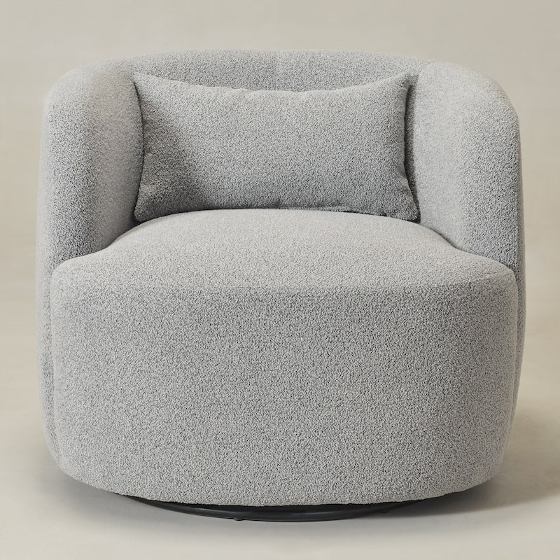 KINWELL 34" Sherpa Swivel Accent Chair Boucle Upholstered Armchair