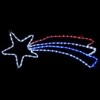 LED Rope Light Patriotic Falling Stars Silhouette – 87 Inches, Red, White & Blue, Indoor/Outdoor