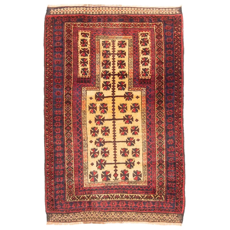 ECARPETGALLERY Hand-knotted Teimani Tan Wool Rug - 2'7 x 4'0