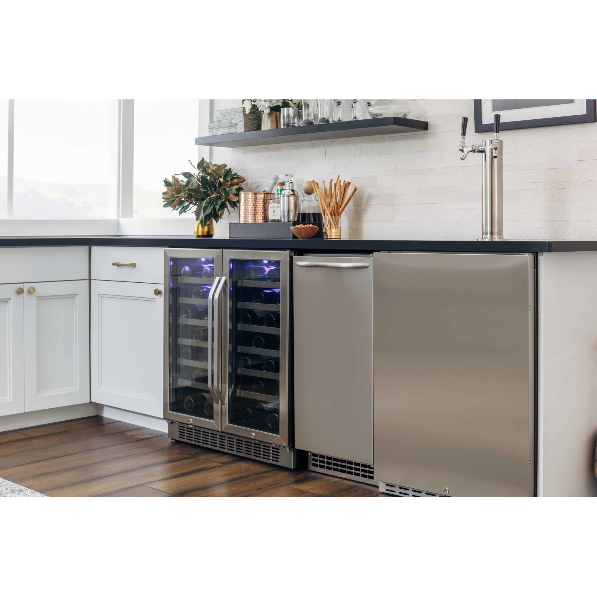 EdgeStar Built-In 30 Inch Wide 56 Bottle Capacity French Door Wine -  Stainless Steel