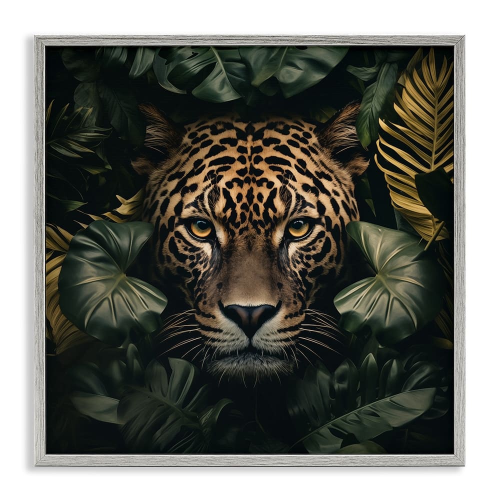 Stupell Leopard in Exotic Palms Framed Giclee Art Design By Heidi Kuntz