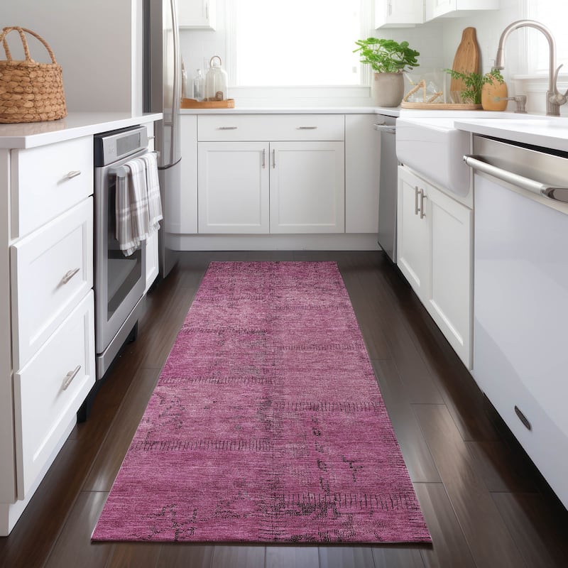 Machine Washable Indoor/ Outdoor Chantille Boho Traditional Rug - Blush - 2'3" x 7'6"
