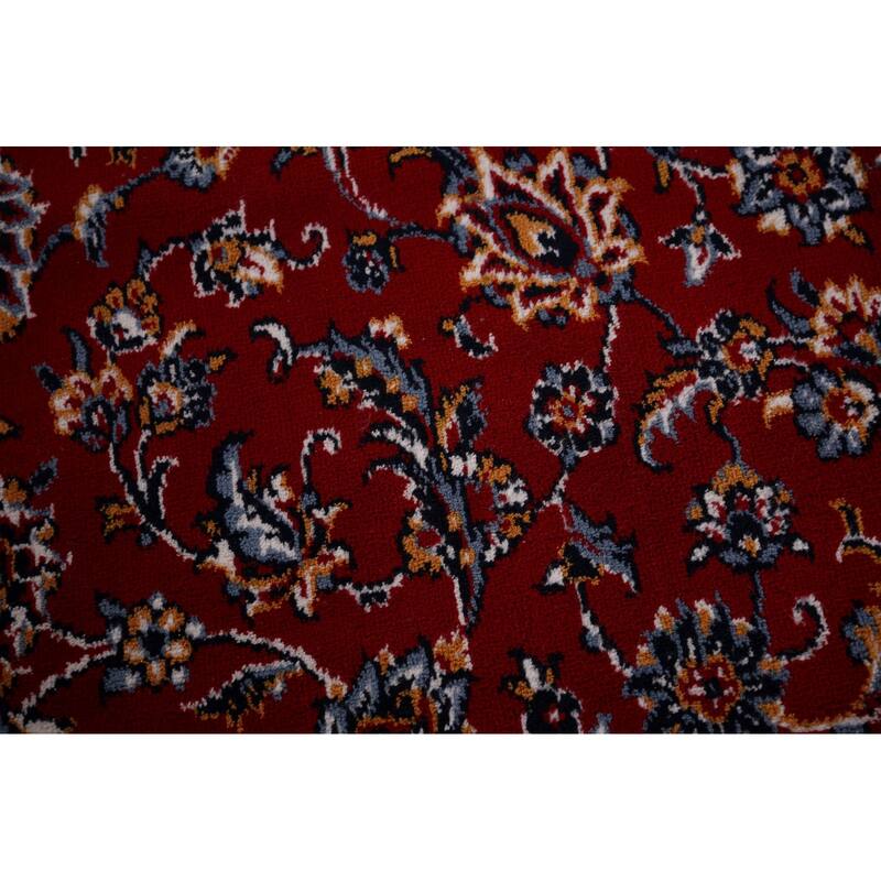 Traditional Floral Red Kashan Turkish Rug Machine-Made Oriental Carpet - 9'7" x 13'2"