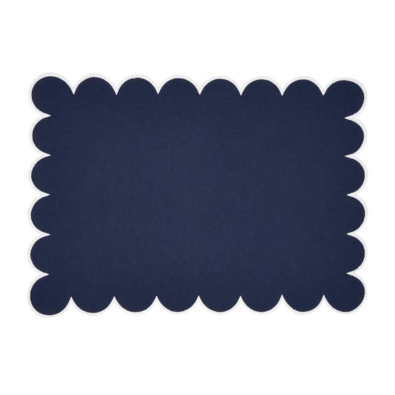 Eco Scallop Border Placemat (Set of 4) - 14"x20" - Navy Blue
