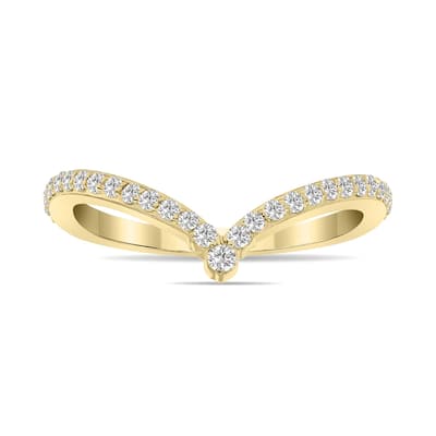 Marquee 1/3 CTW V Shaped Lab Grown Diamond Ring in 10K Yellow Gold (F-G Color, VS1- VS2 Clarity)