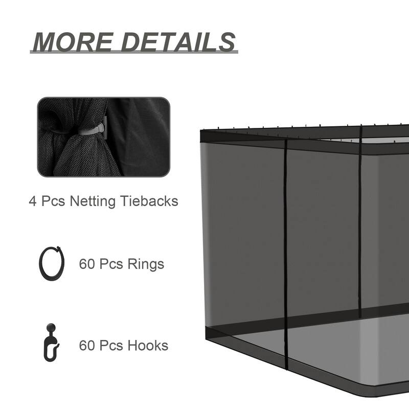 Aoodor Universal 10 x 12 ft. Gazebo Replacement Mosquito Netting Screen 4Panel Sidewalls (Only