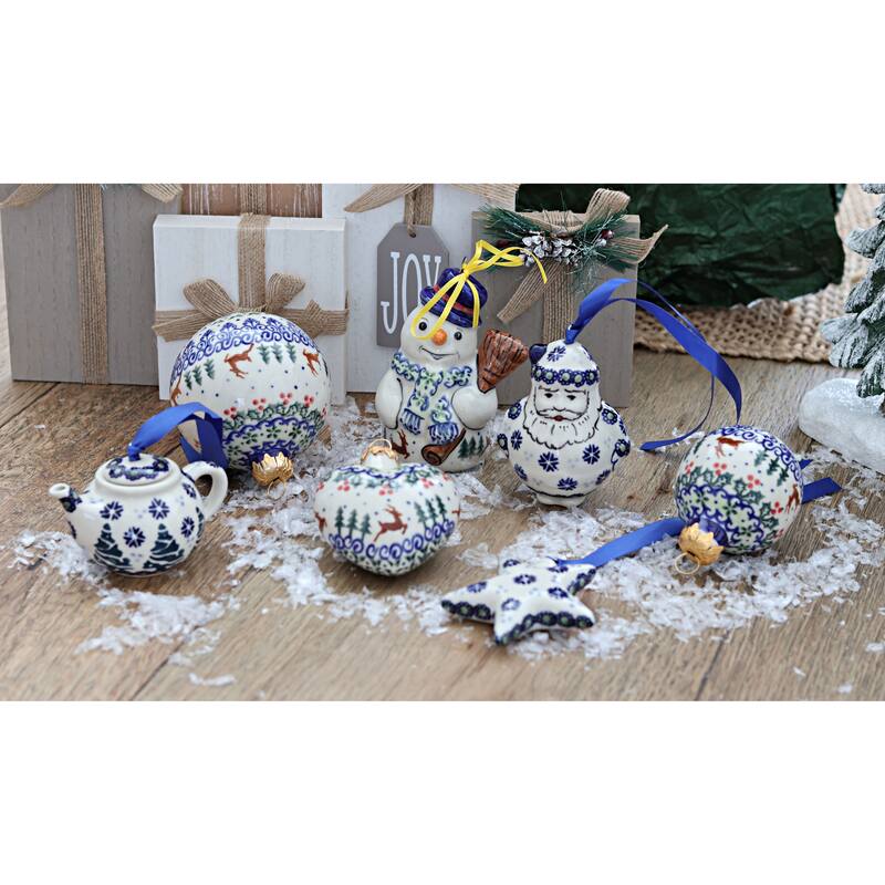Blue Rose Polish Pottery Vena Small Christmas Ball