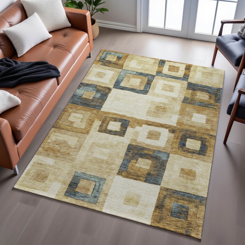Premium Washable Super Soft Blocky Contemporary Mayfield Rug