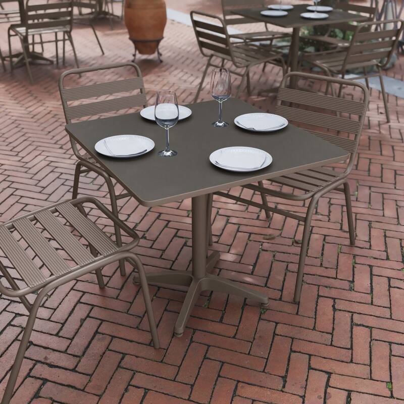 31.5" Square Aluminum Smooth Top Indoor-Outdoor Table with Base