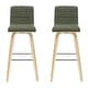 preview thumbnail 25 of 120, Skara Swivel Bar Stool, Upholstered Bar Height Chair with Bentwood Frame Set of 2 - Vintage Green Faux Leather & Oak