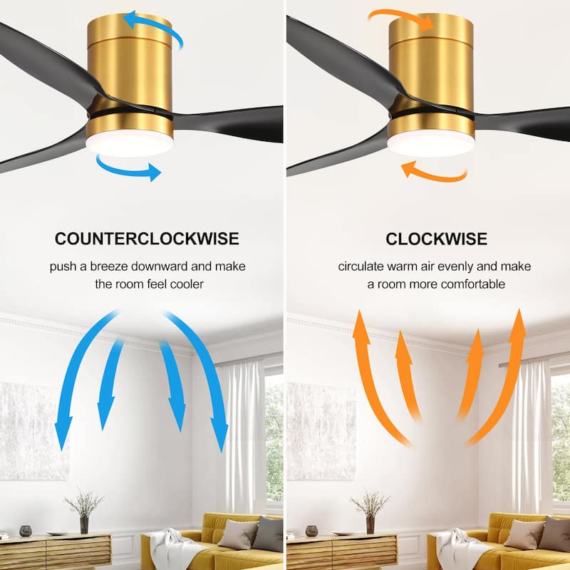 52-in LED Indoor Flush Mount Ceiling Fan with Light Remote (3-Blade)