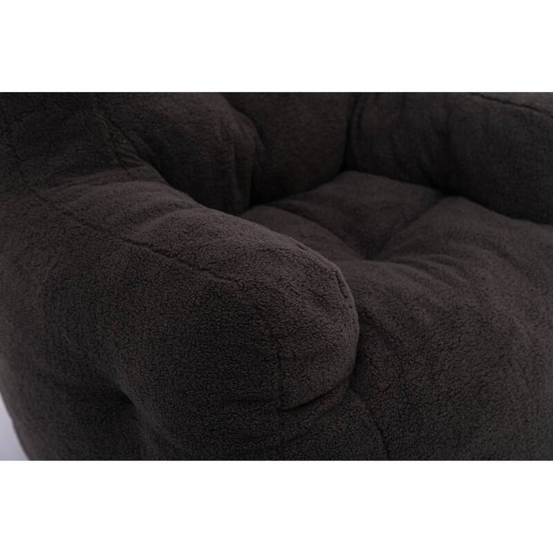 Anmytek Plush Comfy Tufted Teddy Fabric Foam Bean Bag Chair for Living Room Bedroom