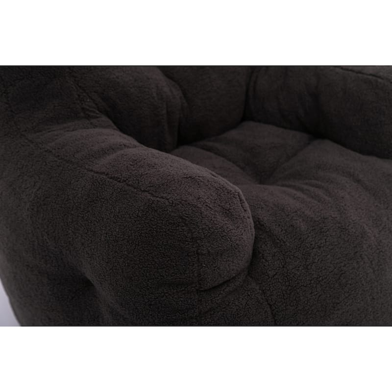 Tufted Deep Seat Bean Bag Chair, High-Density Foam Filler Lazy Floor Sofa, Single Sofa Chair with Curved Armrests