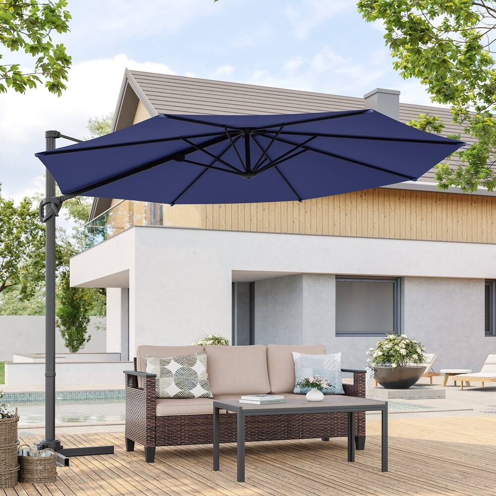 BONOSUKI Outdoor 10Ft Cantilever Offset Patio Umbrella, Hanging Market Umbrella