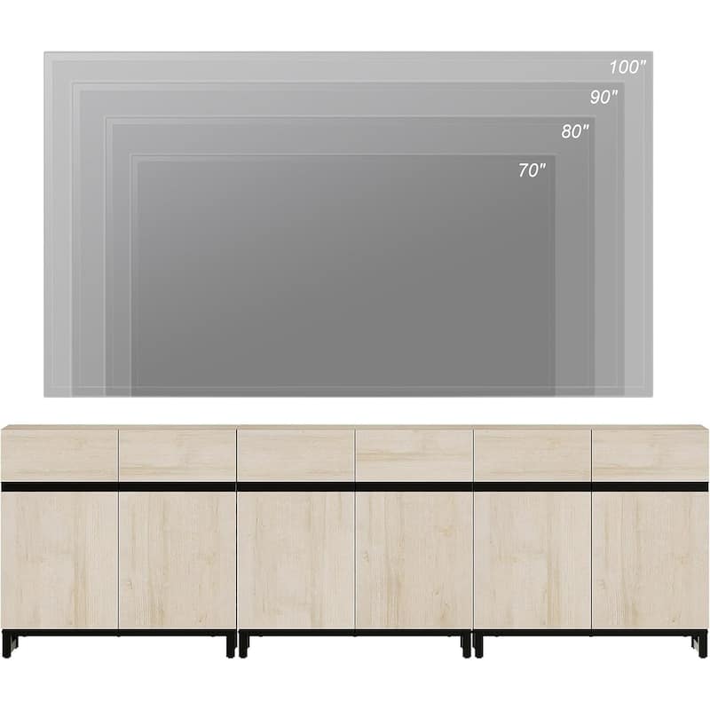WAMPAT Modern TV Stand with Storage Cabinets for Living Room,Bedroom,Brown