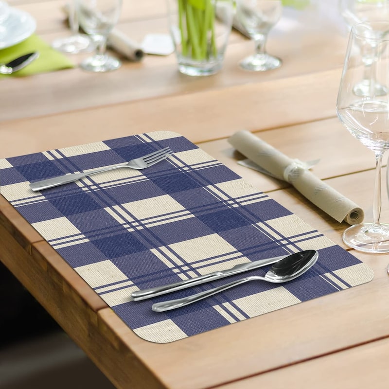 CounterArt Pumpkin Blues Reversible Easy Care Flexible Plastic Placemat 4 Pack Made in The USA