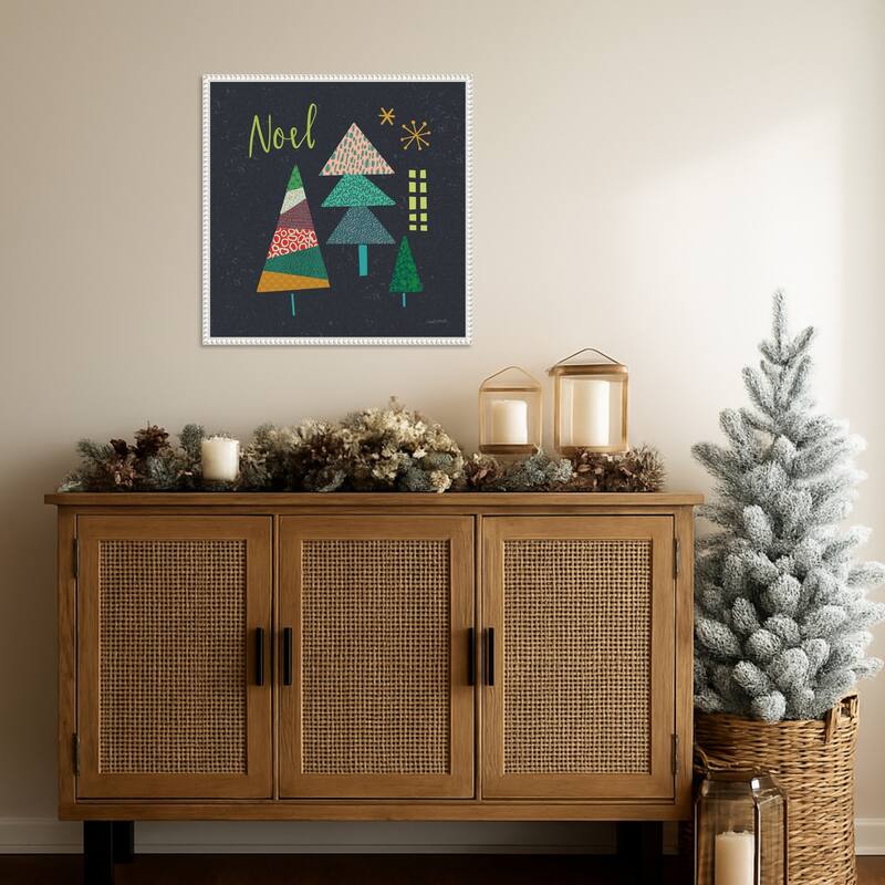 Winter Wonder I by Cheryl Warrick (22 x 22 in.), Framed Canvas Wall Art Print - Sylvie Beaded White