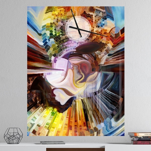slide 2 of 10, Designart 'Layers of Inner Paint' Oversized Abstract Wall CLock 30 in. wide x 40 in. high