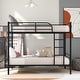 preview thumbnail 2 of 7, Twin Over Twin Metal Bunk Bed with Built-in Ladder and Guardrails, Black