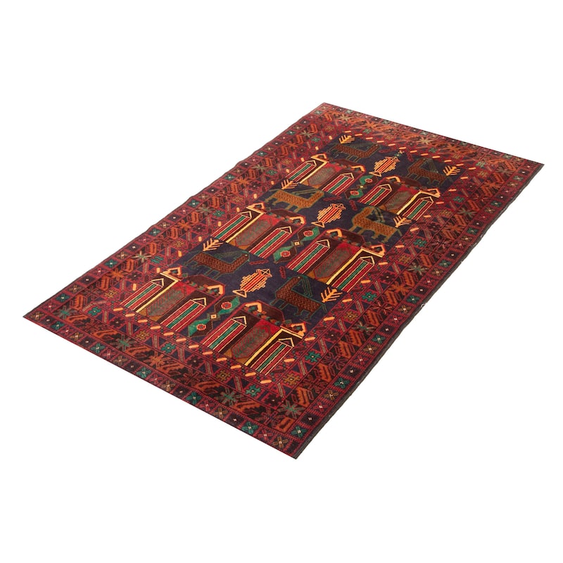 ECARPETGALLERY Hand-knotted Teimani Navy Wool Rug - 3'9 x 6'8