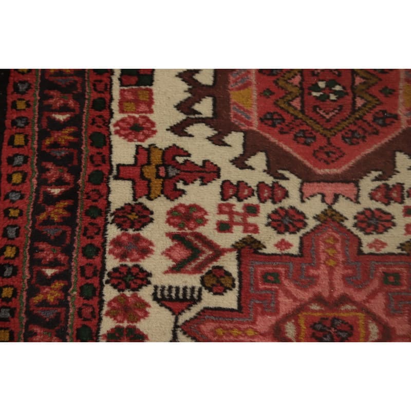 Hand Knotted Oriental 100% Wool Carpet Traditional Tribal Beige & Ivories Gharajeh Runner Rug - 11' 4'' X 2' 2''