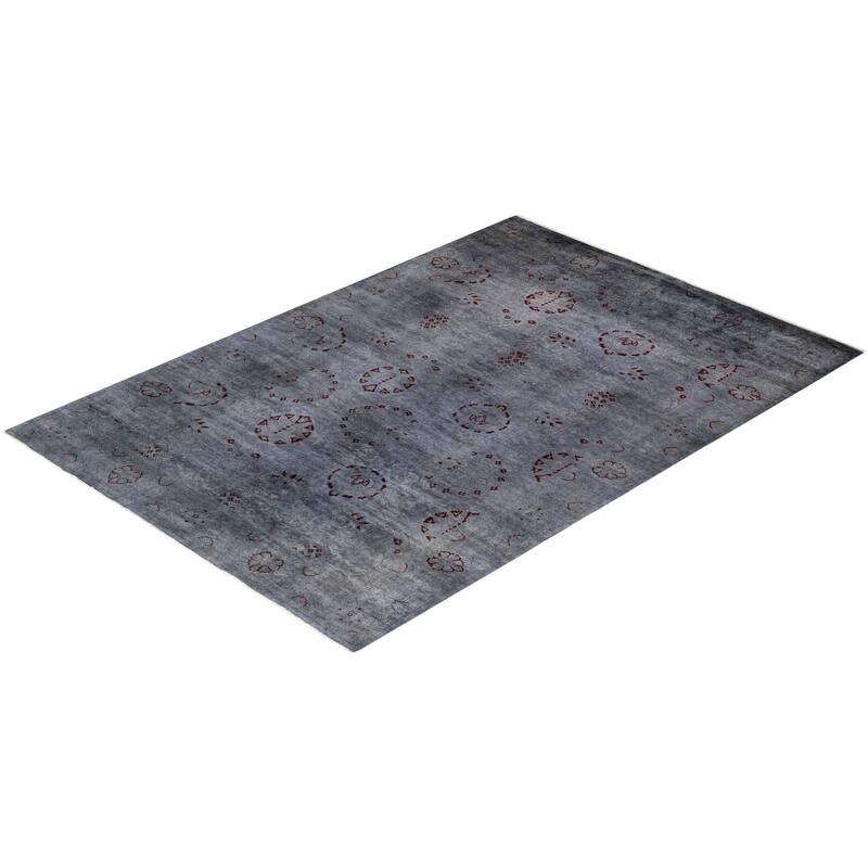 Overton Hand Knotted Wool Vintage Inspired Modern Contemporary Overdyed Gray Area Rug - 5' 2" x 7' 6"