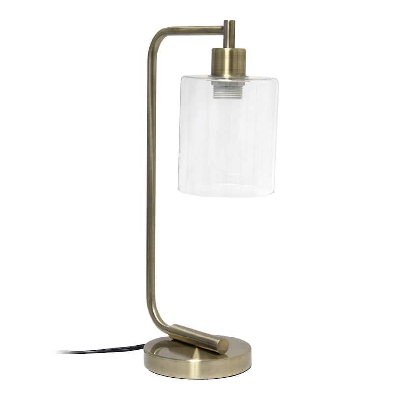 Antique Style Industrial Iron Lantern Desk Lamp with Glass Shade