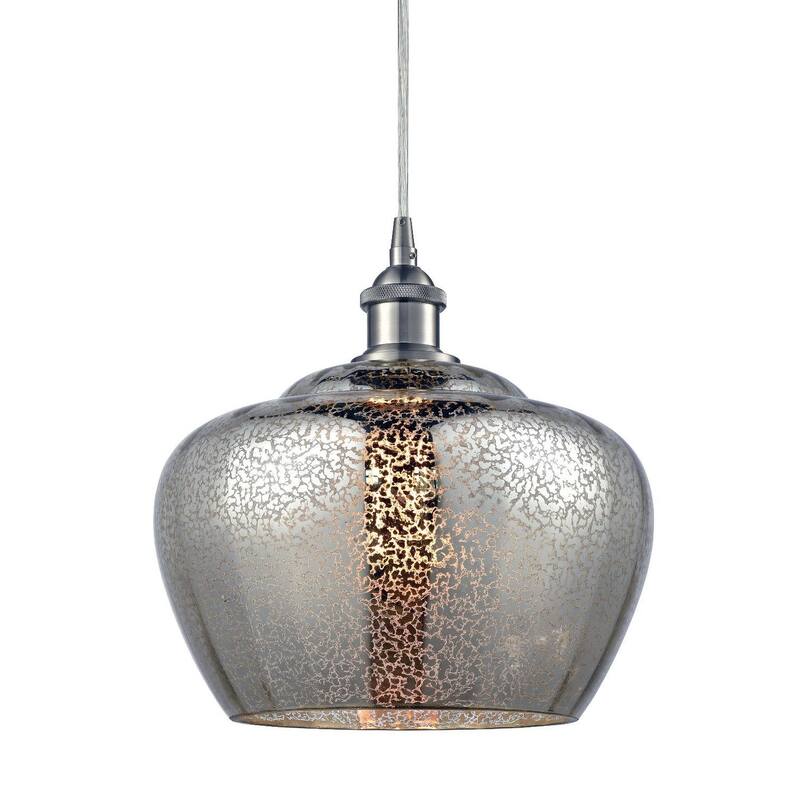 Innovations Lighting Large Fenton Single Light 11" Wide Pendant - Brushed Satin Nickel / Mercury
