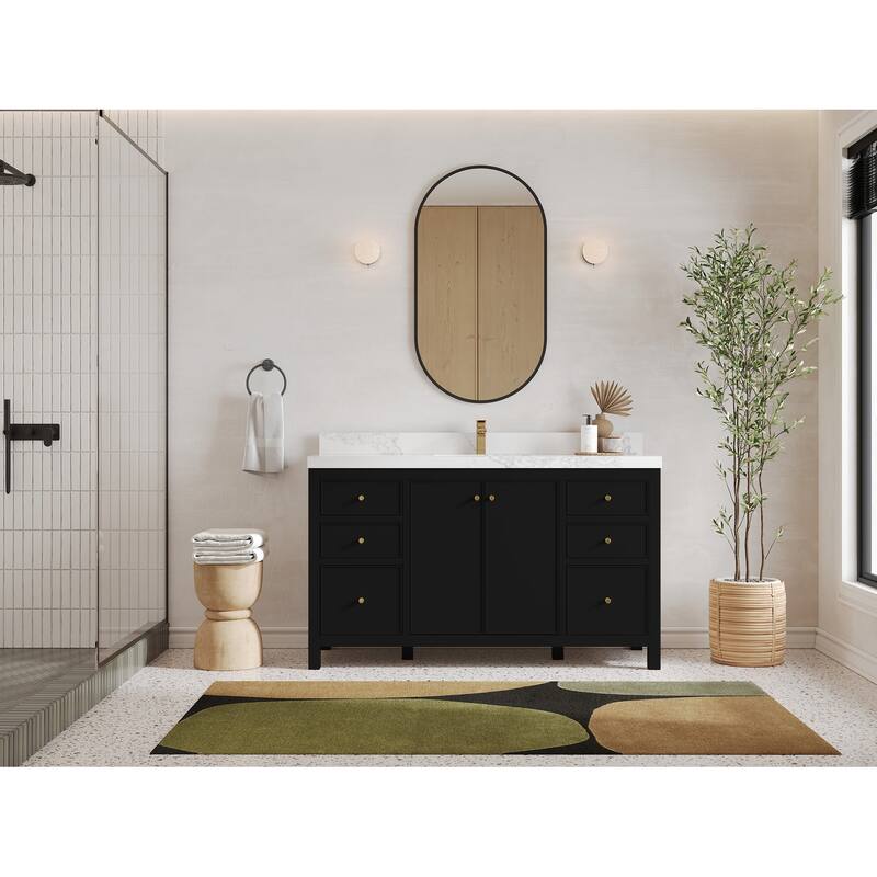 Willow Collections 60 in. W x 22 in. D Chicago Single Bowl Sink Bathroom Vanity with Countertop