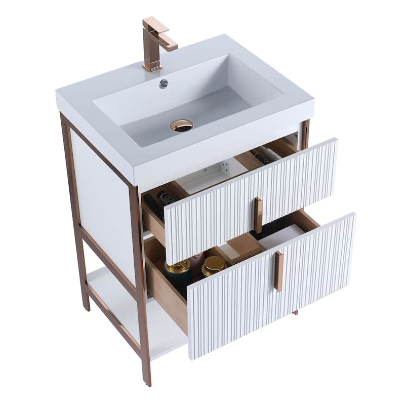 Fine Fixtures Serenity Modern Bathroom Vanity with White Gel Acrylic Top