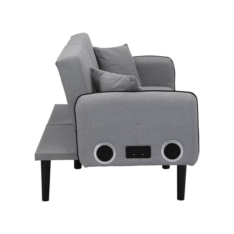 Folding Ottoman Sofa Bed with Stereo, Gray, MDF Material
