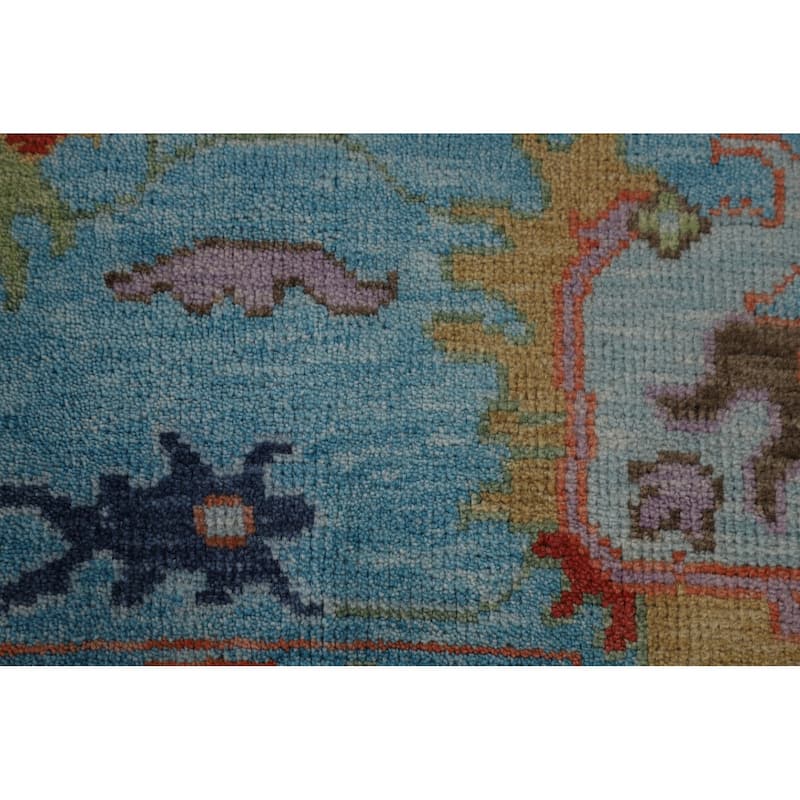 All-Over Blue Oushak Area Rug Handmade Wool Carpet - 7'7" x 10'5"