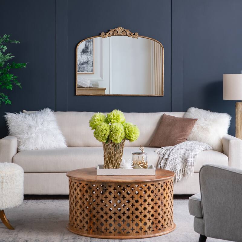 40" x 31" Classic Design Gold/Black Arch Mirror and Baroque Inspired Frame