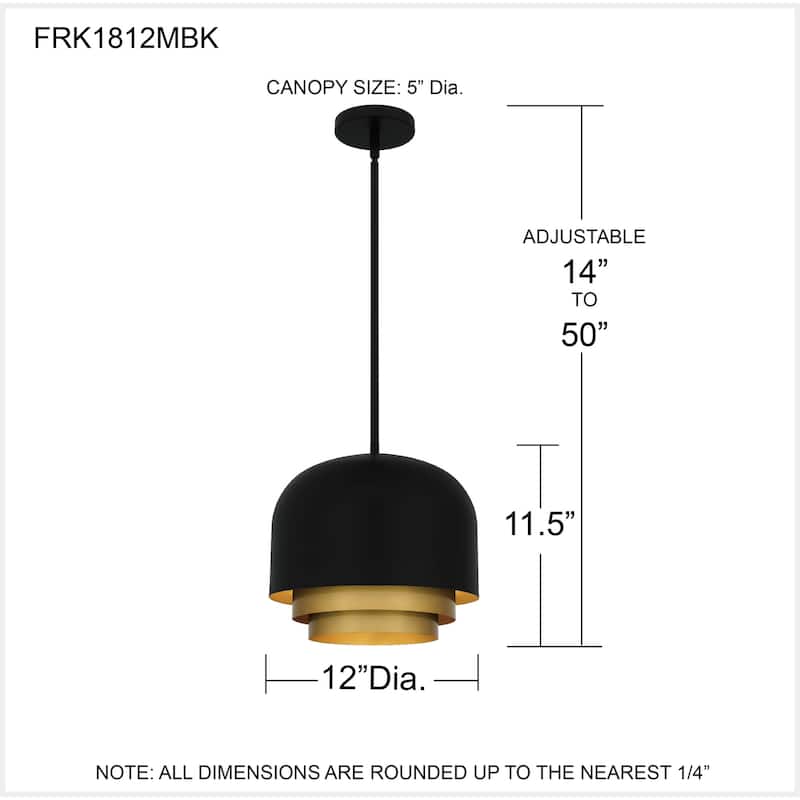 Frankie 3-Light Matte Black Pendant