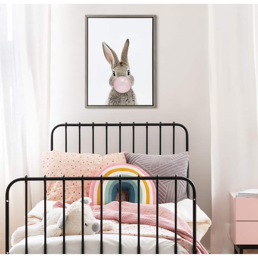 Kate and Laurel Sylvie Bunny Framed Canvas by Amy Peterson Art Studio