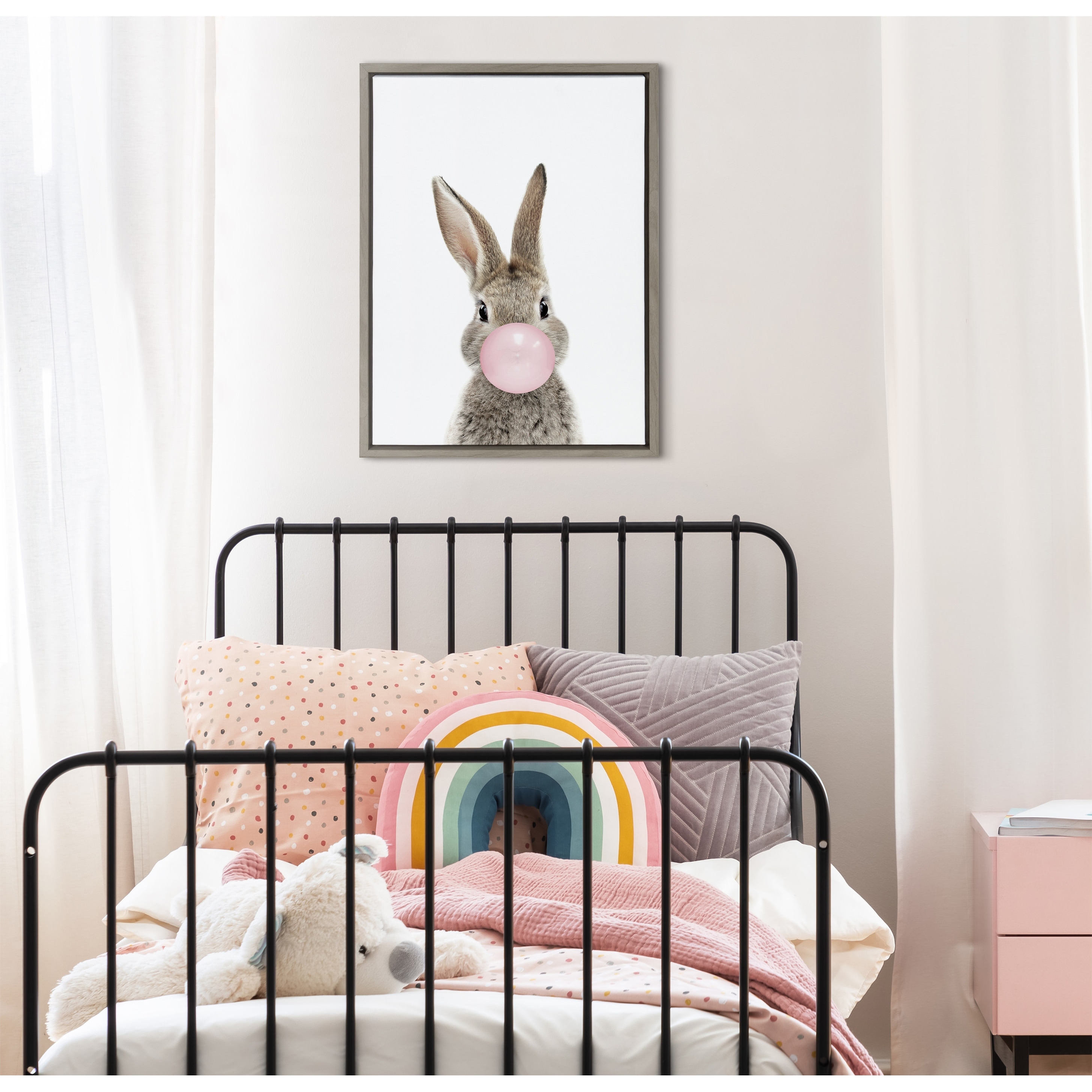 Kate and Laurel Sylvie Bunny Framed Canvas by Amy Peterson Art Studio