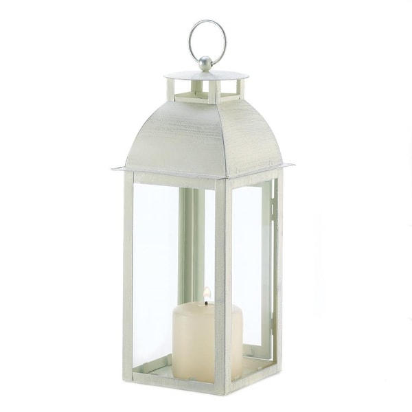 Natural Distressed Ivory Candle Lantern