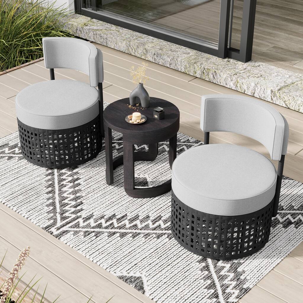 Corvus Donges 3-piece Outdoor Wicker Conversation Set