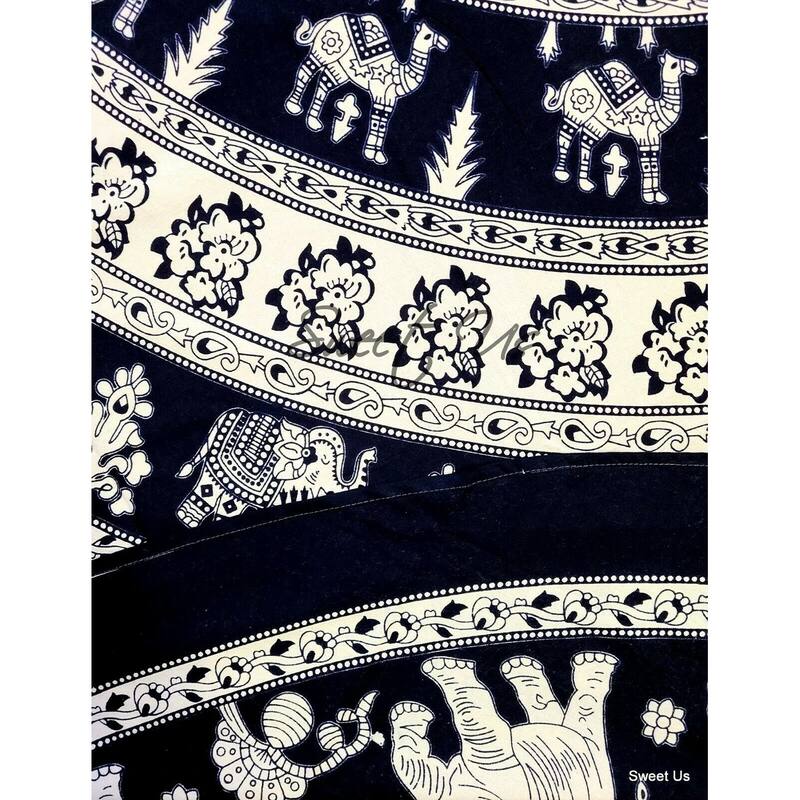 Cotton Palatial Elephant Floral Tablecloth Round