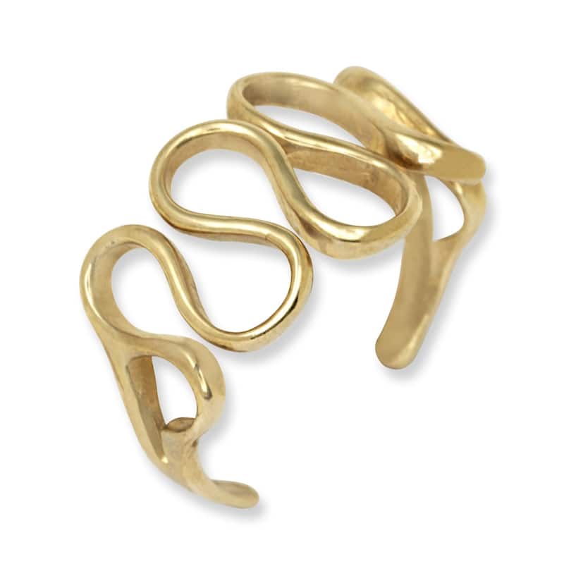 14k Yellow Gold Modern Wave Adjustable Toe Ring
