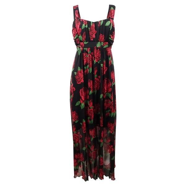 Shop Connected Women S Floral Print Flyaway Maxi Dress Red