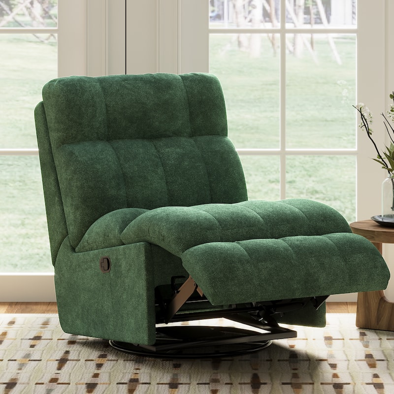 360° Swivel Rocker Recliner Chair Chenille Upholstered Manual Recliner